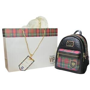 Exclusive Disney Parks Loungefly VIP Plaid Mini Backpack with Ear Holder Strap